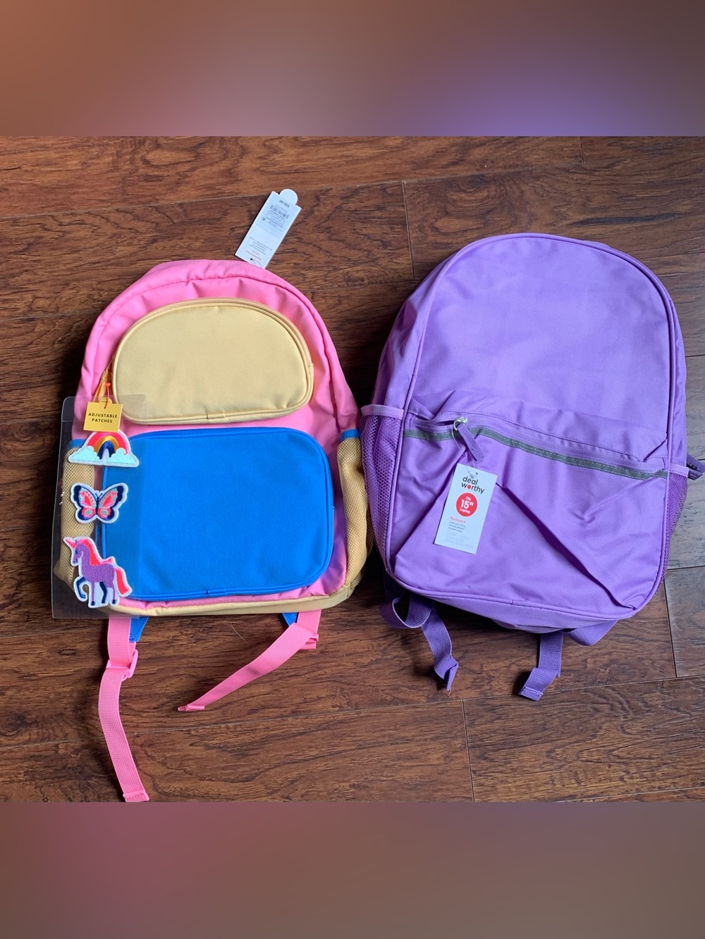 Target Kids Multicolor (pink, blue, yellow) & Lavender Backpacks